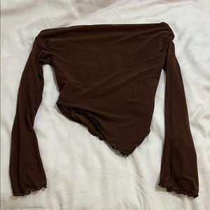 Elegant Brown Asymmetrical Women's Top